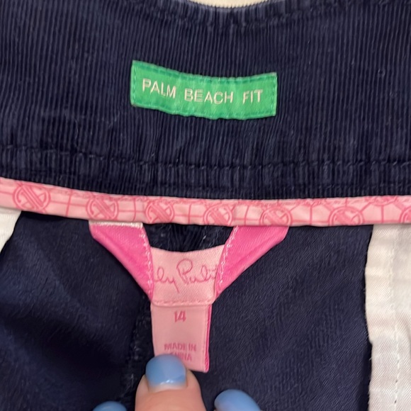 Lily Pulitzer Blue Corduroy Cropped Wide Leg Size 14 - Picture 8 of 9